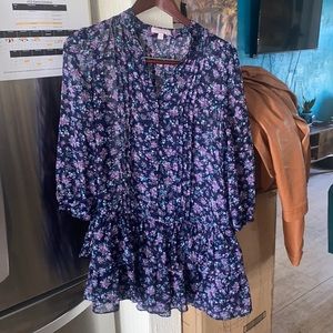 Romeo & Juliet Couture • Purple Blue Floral Ruffle Dress